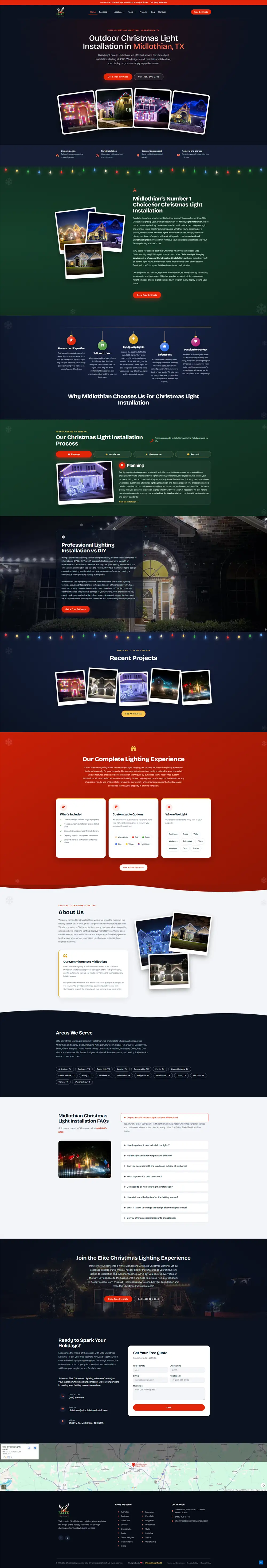 Elite Christmas Lighting website design desktop view