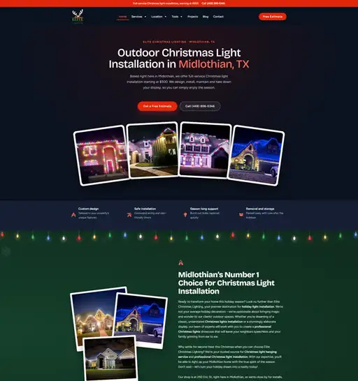 Elite Christmas Lighting website design