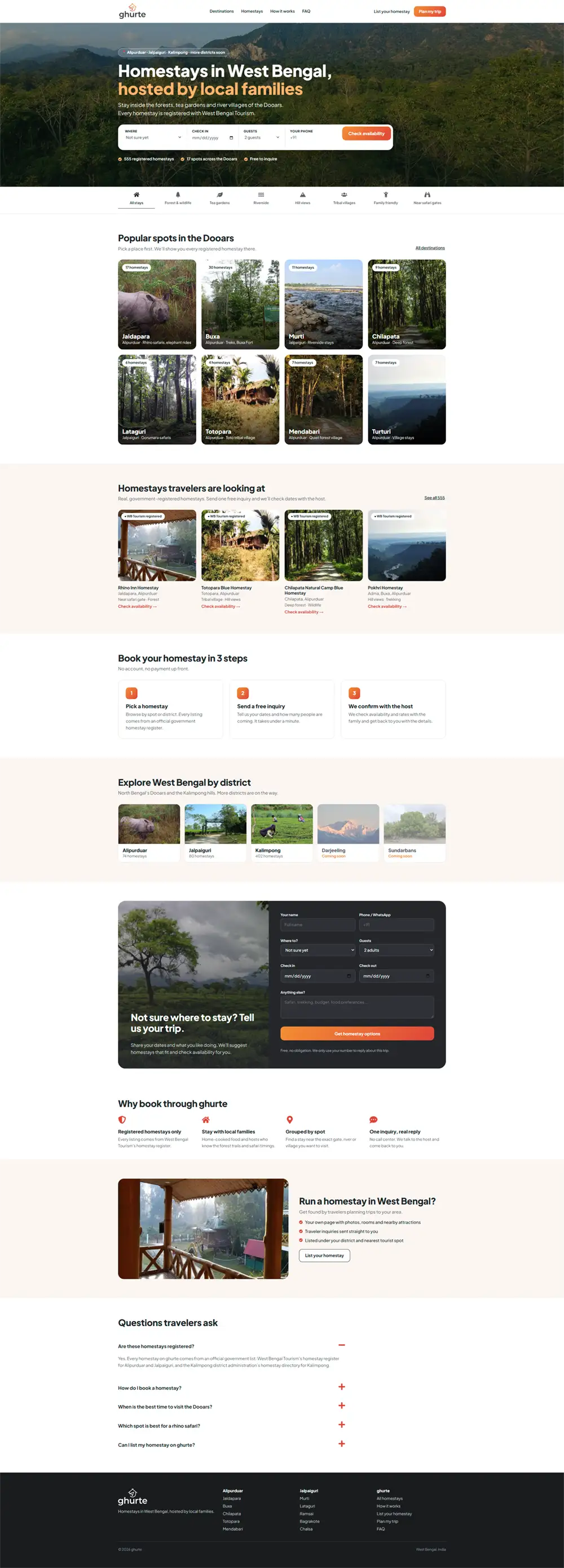 ghurte website design desktop view