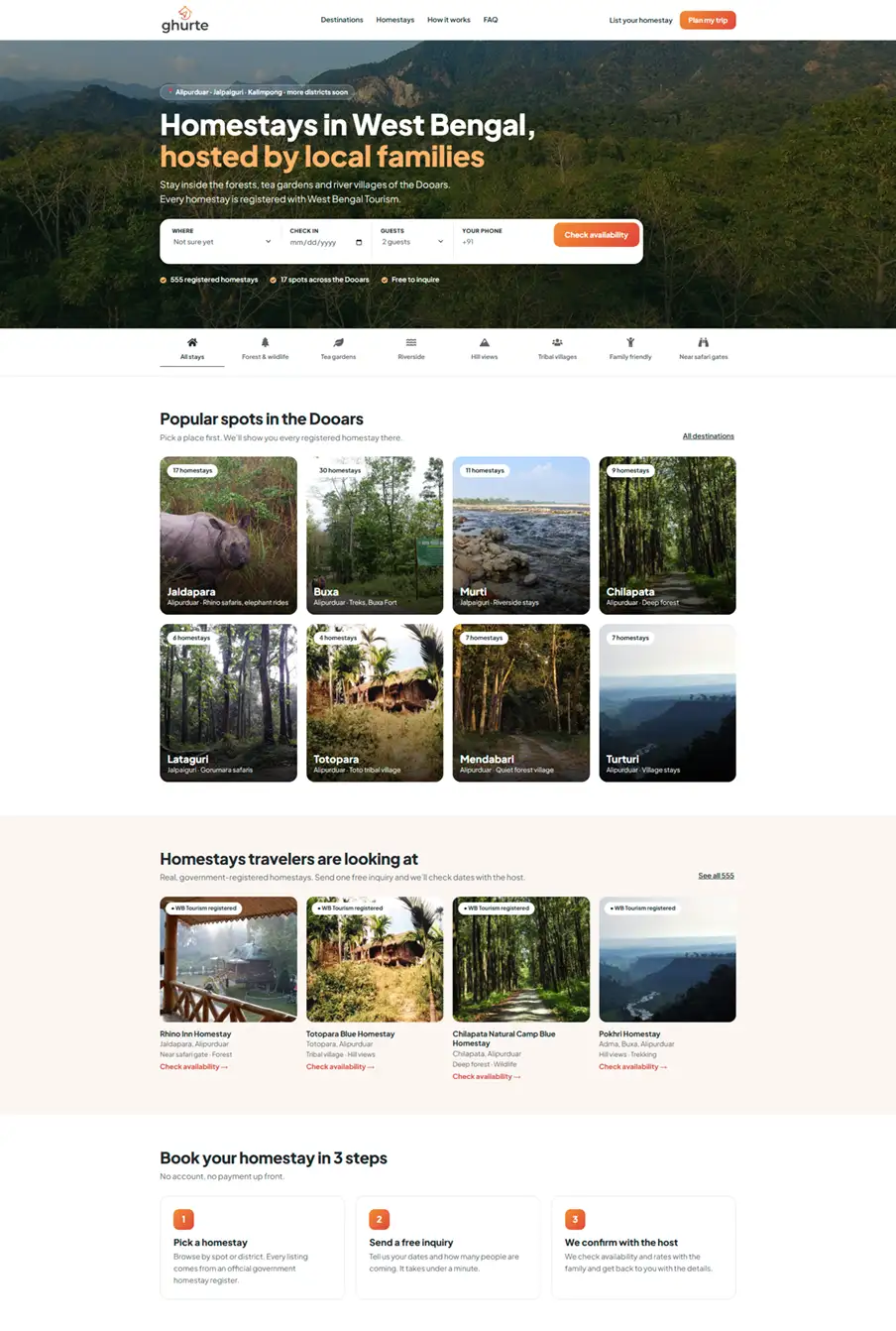 ghurte website design mobile view