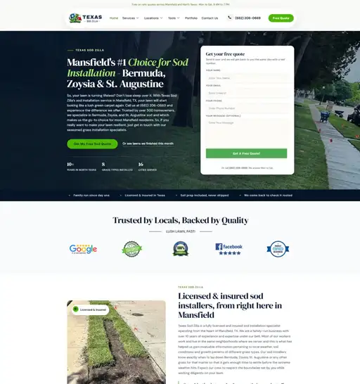 Texas Sod Zilla website design