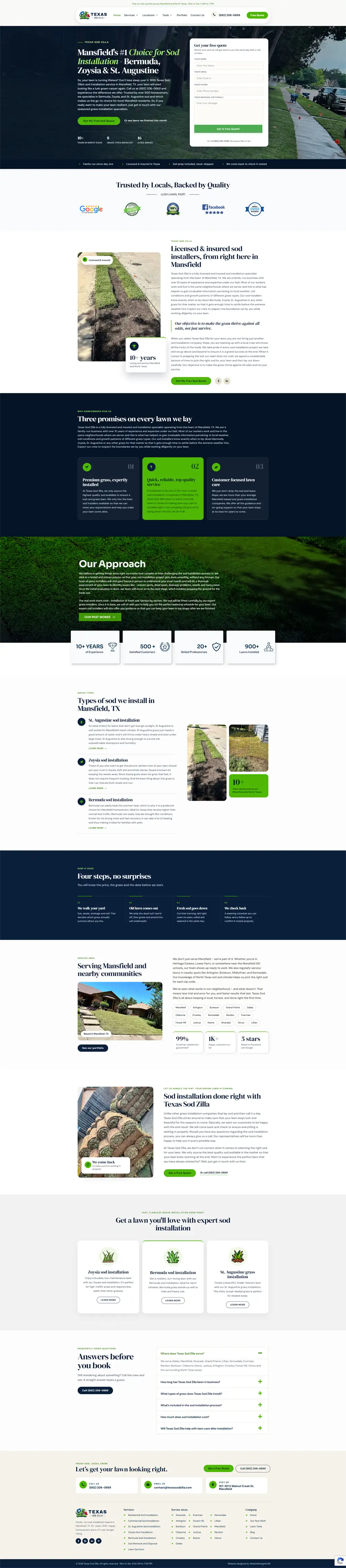 Texas Sod Zilla website design desktop view