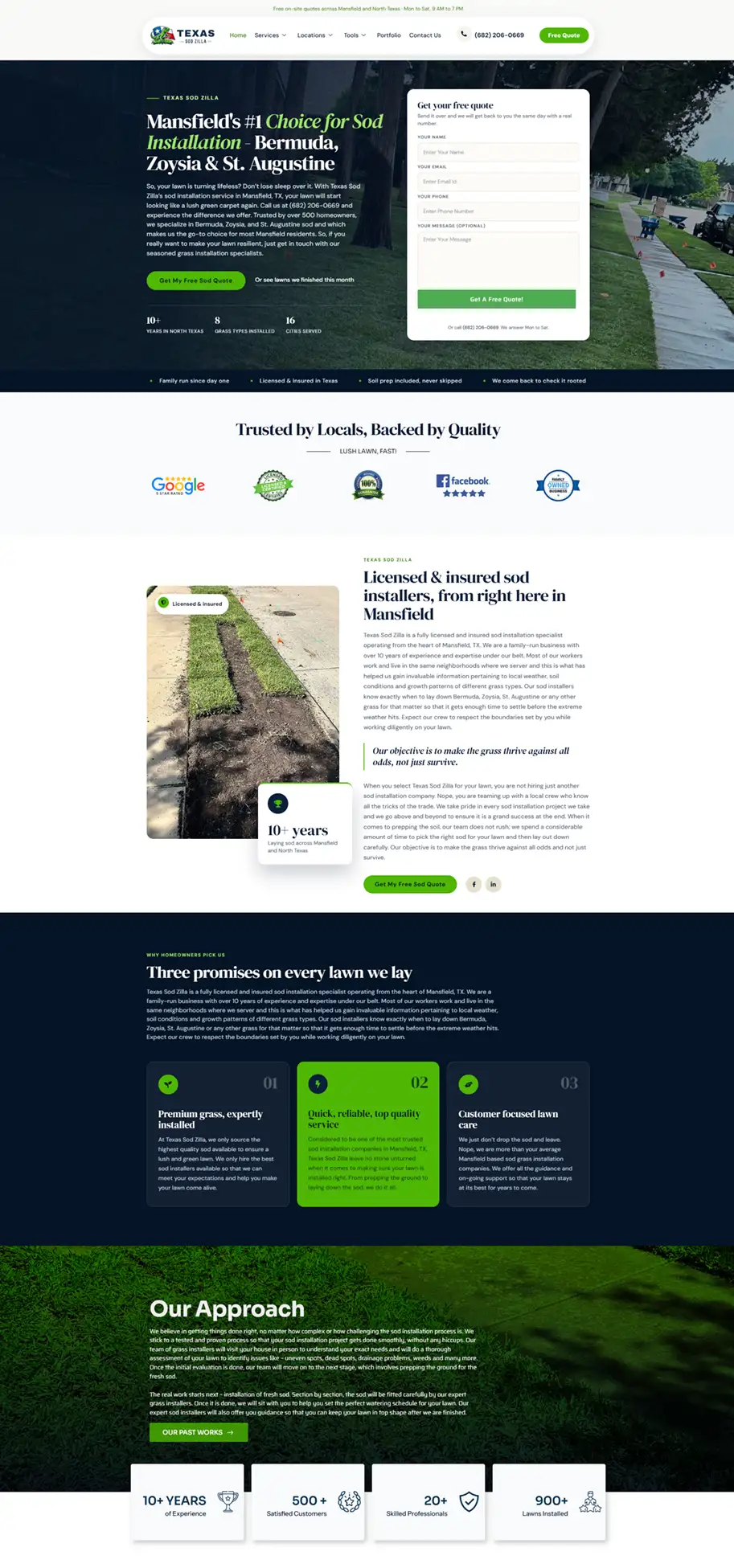 Texas Sod Zilla website design mobile view