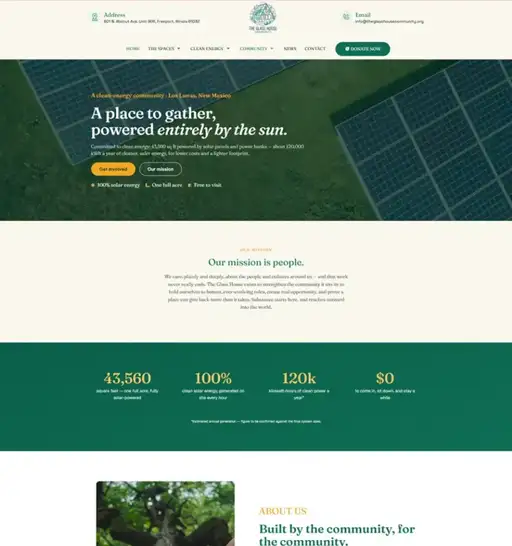 The Glass House Community website design